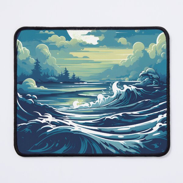 Item preview, waves in the moonlit sky, sea and clouds designed and sold by Ck-2106design.