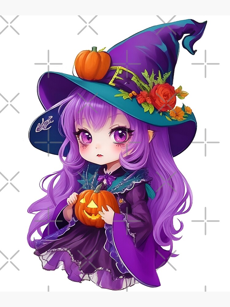 Kawaii anime black witchs magical kitten Vector Image