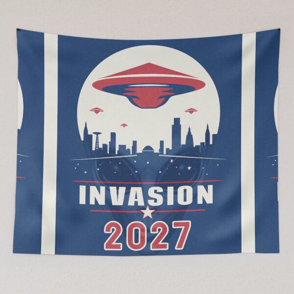 Item preview, Alien Invasion 2027 Political Poster designed and sold by Brainless Art.