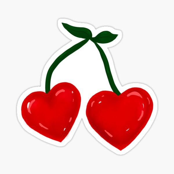 Cherry heart Sticker for Sale by itsmarsrover