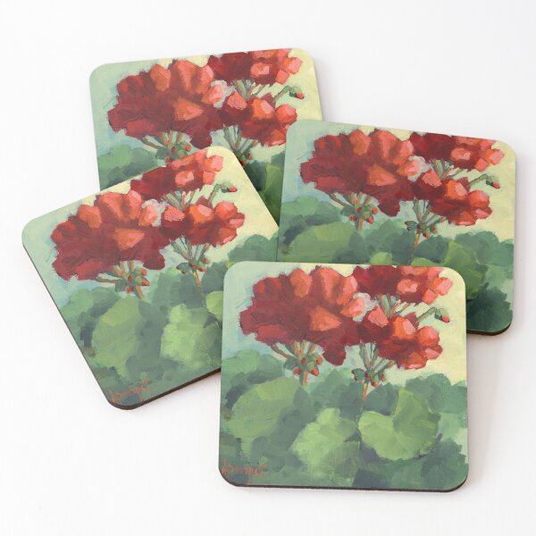 Item preview, Red Geranium Oil Painting designed and sold by Anne Marie Propst.