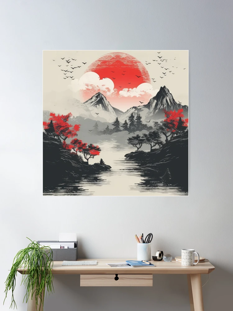 Japanese Traveler Ink Wash Poster Painting sale canvas 24*36inch