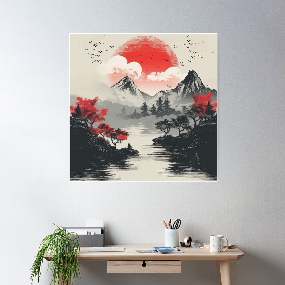 Japanese Traveler Ink Wash Poster Painting popular canvas 20*30inch