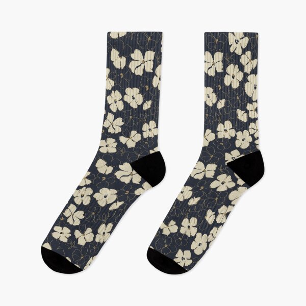 Item preview, Outline Flowers Floral Pattern - Navy designed and sold by StudioPosies.