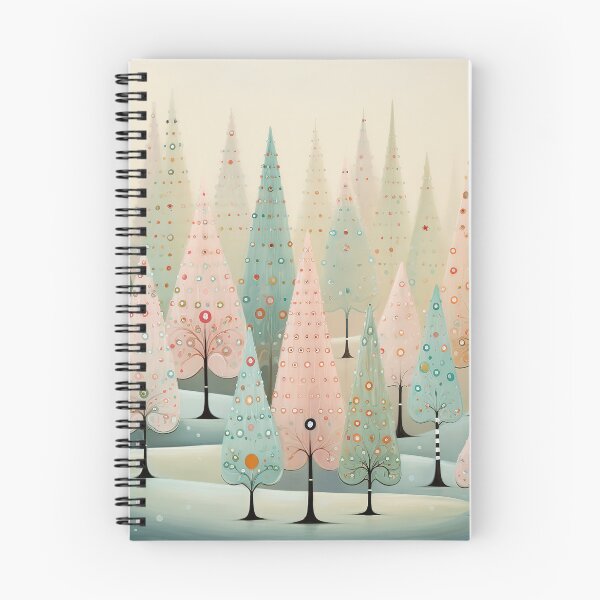 Item preview, Winter wonderland Whimsical Christmas trees art  pastel colors designed and sold by Inktown.