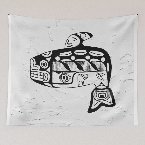 Item preview, Black And White Tribal Whale Art Symbol designed and sold by Sharon Cummings Art.