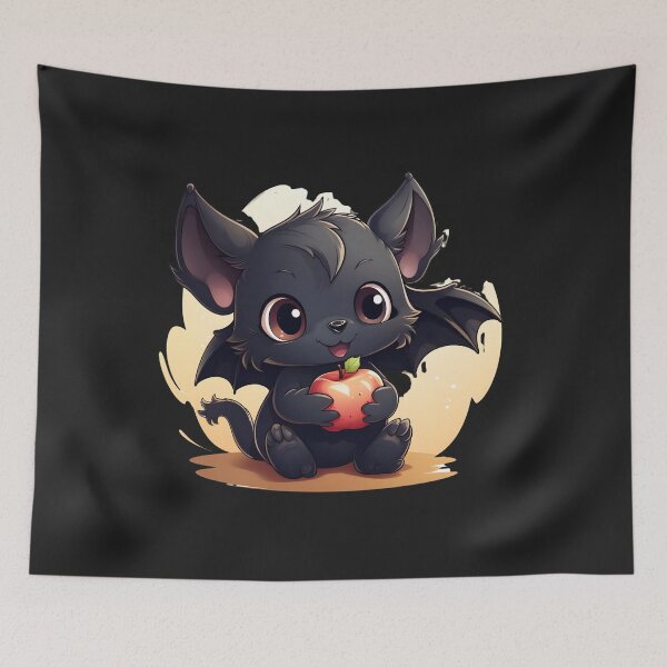 Item preview, Fruitful Friendship: Apple-Loving Cute Cartoon Bat designed and sold by Skeelo702.
