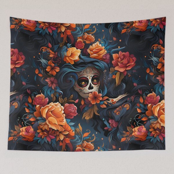 Item preview, La Catrina Floral Pattern designed and sold by ArtfulVixen.
