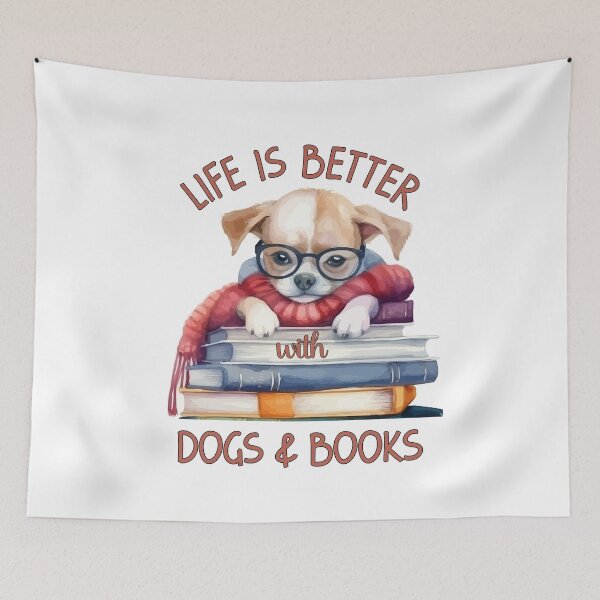 Item preview, Life Is Better With Dogs and Books designed and sold by HappyLifeCreate.