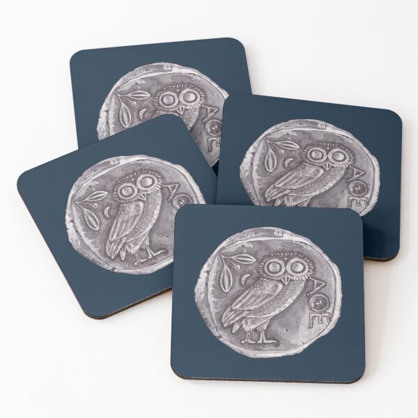 Item preview, ATHENIAN OWL TETRADRACHM, ANCIENT GREEK-navy blue designed and sold by BEATRIZ ABAITUA.
