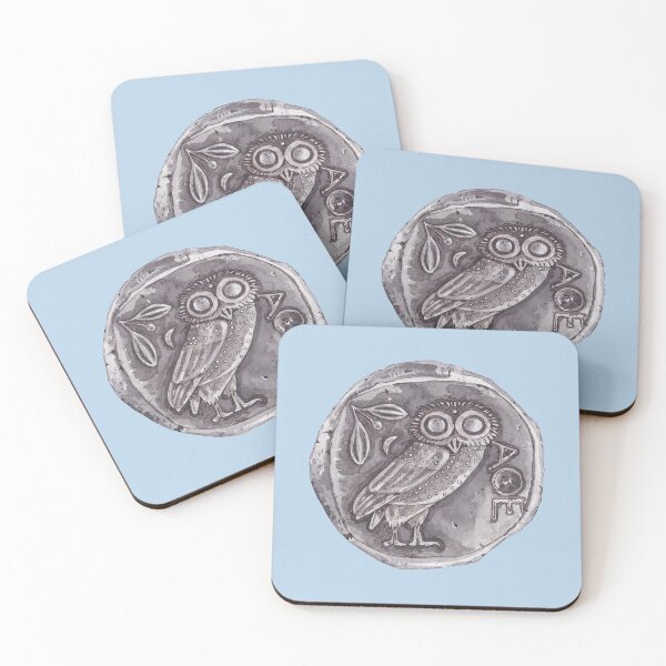 Item preview, ATHENIAN OWL TETRADRACHM, ANCIENT GREEK-light blue designed and sold by BEATRIZ ABAITUA.