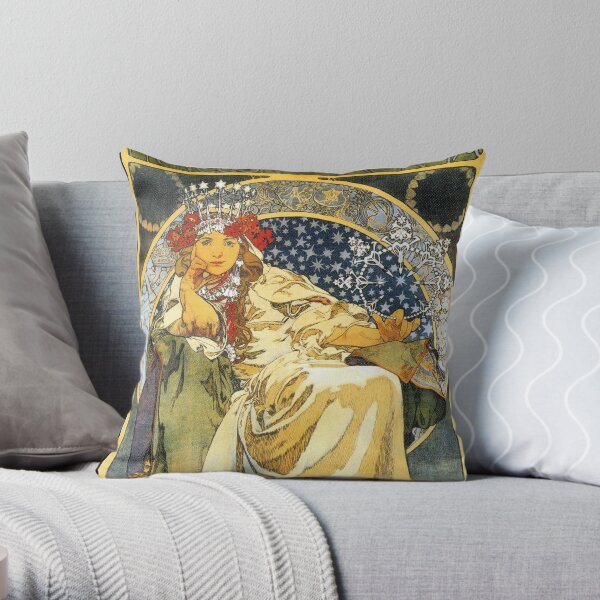 Alfons Mucha Princess Hyacinth Throw Pillow