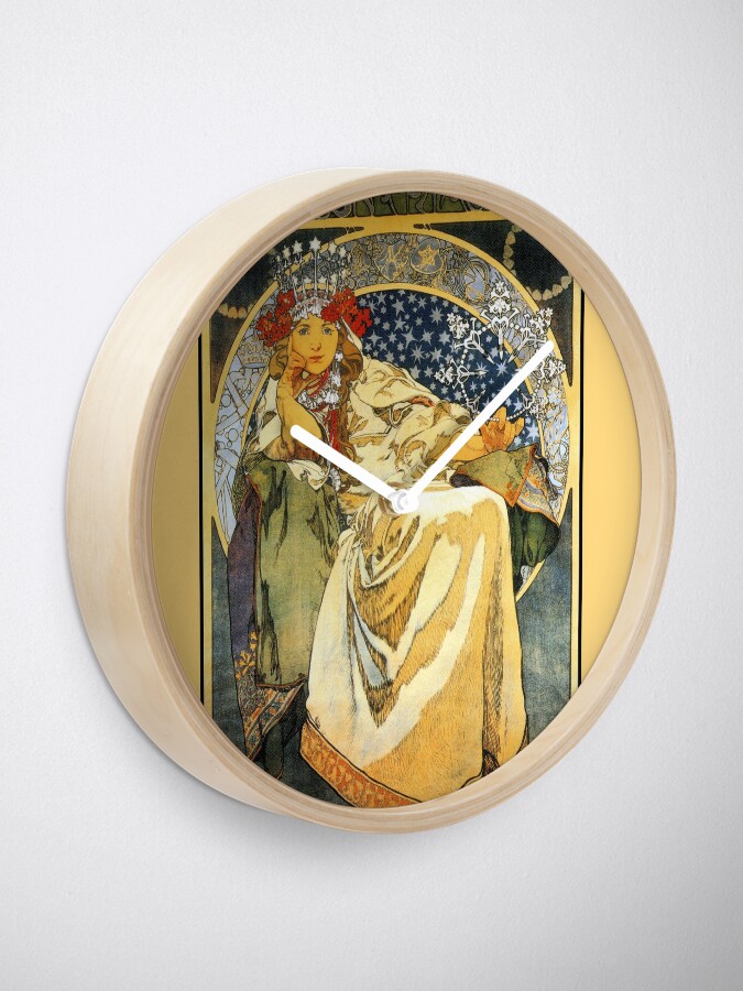 Alternate view of Alfons Mucha Princess Hyacinth Clock