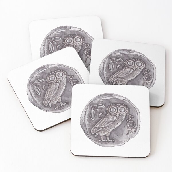 Item preview, ATHENIAN OWL TETRADRACHM, ANCIENT GREEK-white and light pink designed and sold by BEATRIZ ABAITUA.