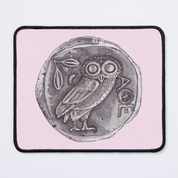 Item preview, ATHENIAN OWL TETRADRACHM, ANCIENT GREEK-white and light pink designed and sold by BEATRIZ ABAITUA.
