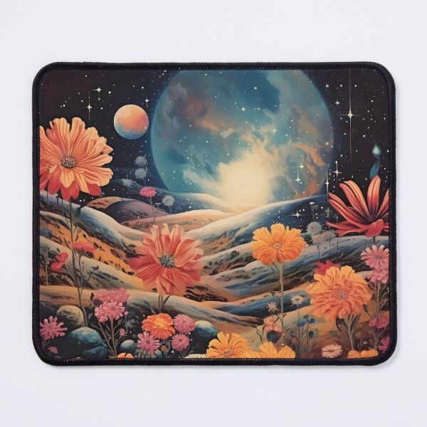Item preview, Vintage Fairy Space Landscape of Flower Meadow and Starry Sky with Planets designed and sold by Je-we.