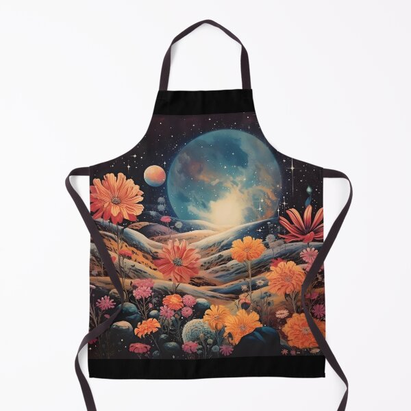 Item preview, Vintage Fairy Space Landscape of Flower Meadow and Starry Sky with Planets designed and sold by Je-we.