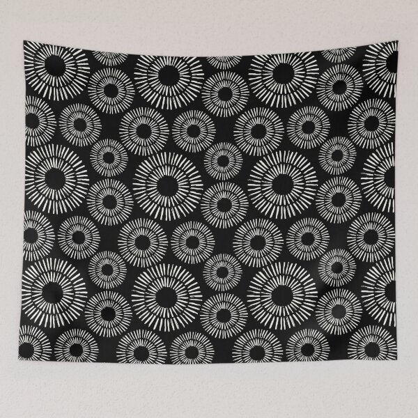 Item preview, Circle in Lines Boho Pattern Abstract Circle in Black and Ivory Colour designed and sold by BONBcreative.