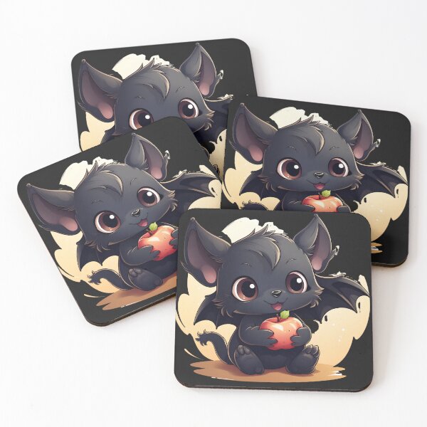 Item preview, Fruitful Friendship: Apple-Loving Cute Cartoon Bat designed and sold by Skeelo702.