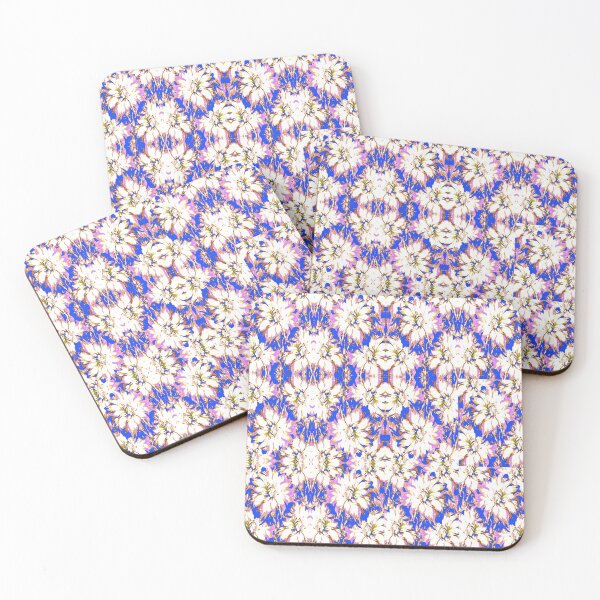 Item preview, ABSTRACT WHITE FLORAL PATTERN  BLUE  ART designed and sold by sharlesart.