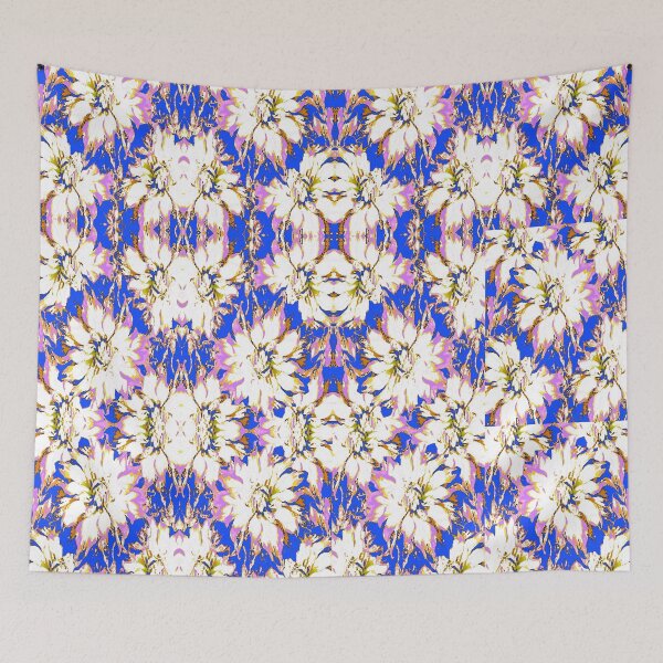 Item preview, ABSTRACT WHITE FLORAL PATTERN  BLUE  ART designed and sold by sharlesart.