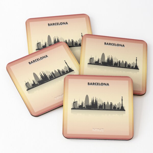 Item preview, Barcelona, Spain Skyline w/Reflected Silhouette designed and sold by we-rove.