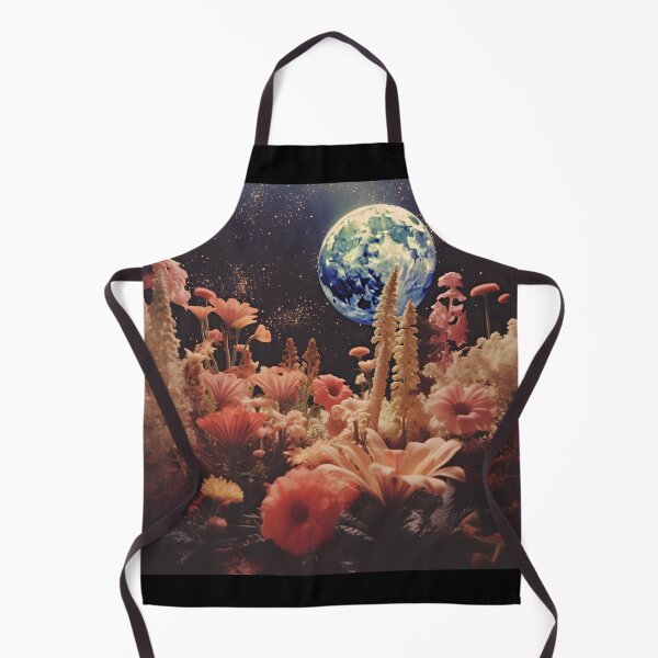 Item preview, Vintage Abstract Space Landscape of Flower Meadow and Starry Sky with Full Moon designed and sold by Je-we.
