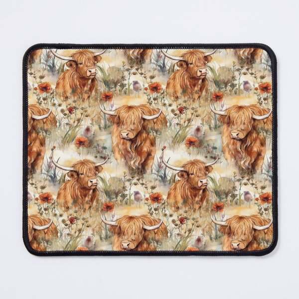 Item preview, Watercolor Highland Cow Pattern designed and sold by JoyfulNymph.