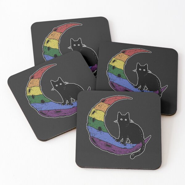 Item preview, Rainbow Cat Moon LGBT Gay Pride Flag designed and sold by Clara Hollins.