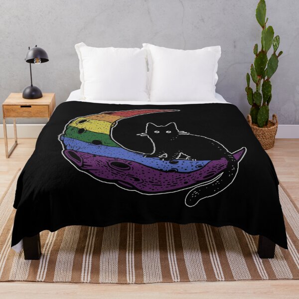 Item preview, Rainbow Cat Moon LGBT Gay Pride Flag designed and sold by Clara Hollins.