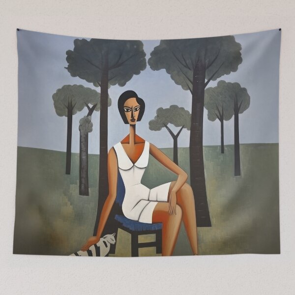 Item preview, Portrait of Cat and Woman on the Savannah designed and sold by YoPedro.