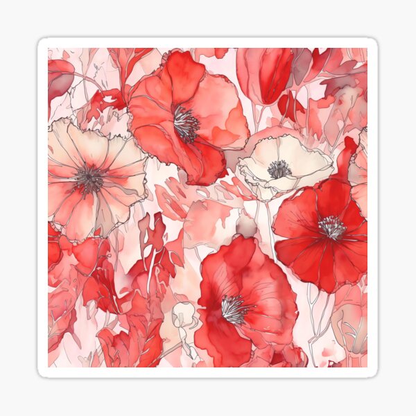 Crimson Botanical Impressions Sticker