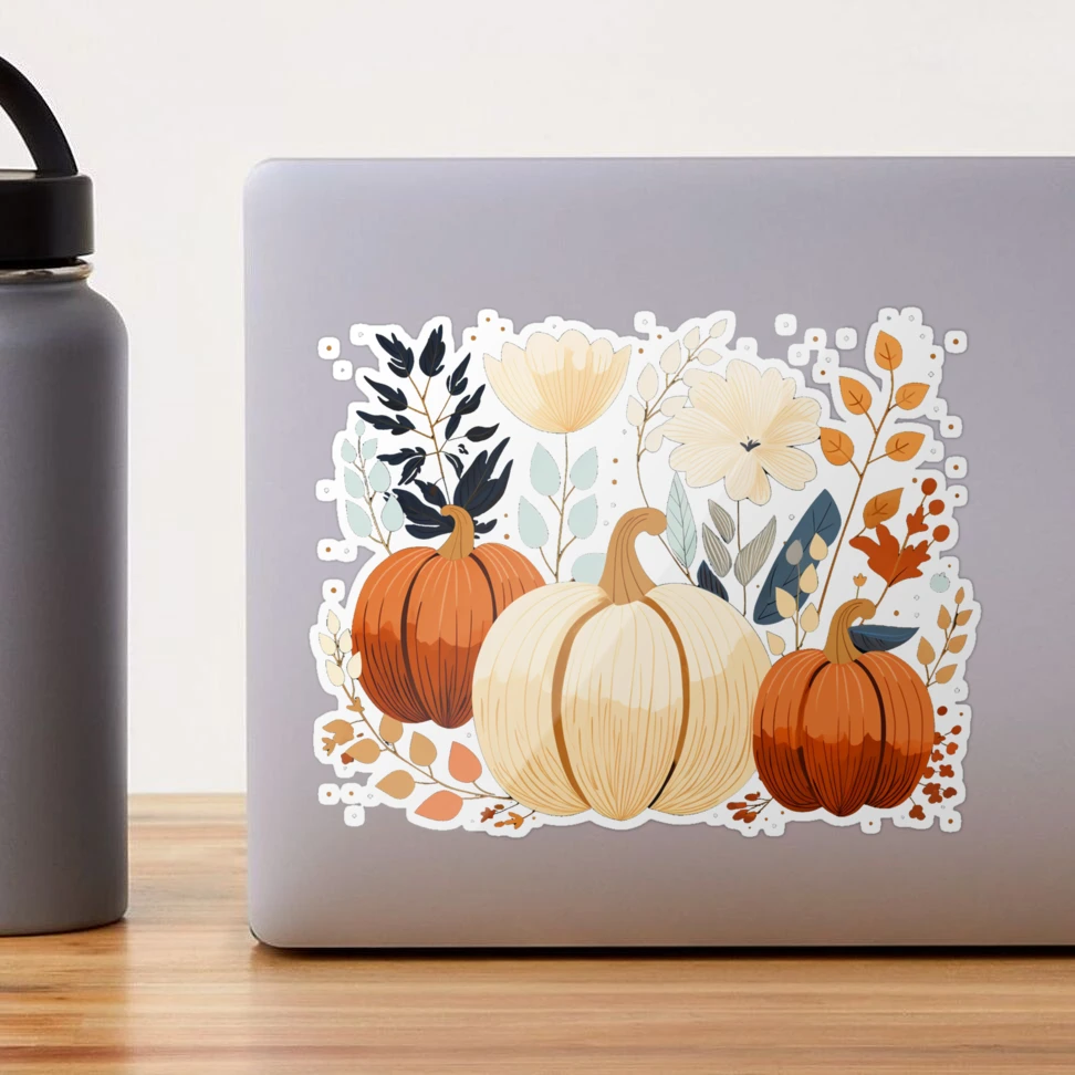 Artistic Pumpkin Decorated With Flowers Stickers For Men - Temu