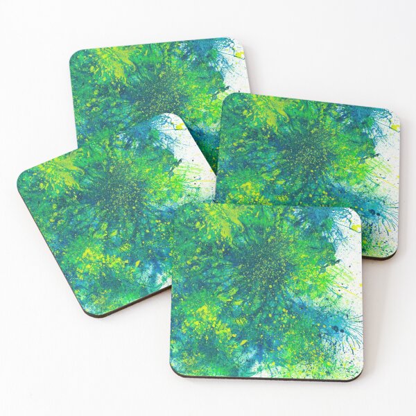 Item preview, Sacred Token From The Emerald Tablet #610 Original Hand-painted Abstract Painting Detail 3 In Teal Blue Green Yellow Earth Tones Inspired By Gaia Mother Nature Spring Summer Rain Forest Aquatic Plants designed and sold by Rainbow Artist Orlando L.