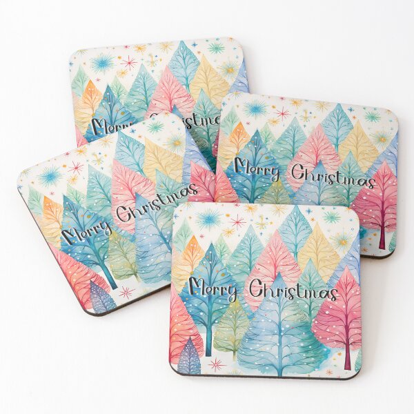 Item preview, Merry Christmas Whimsical colorful Christmas trees art  designed and sold by Inktown.