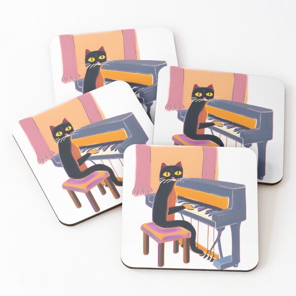 Item preview, Cat playing piano designed and sold by Passacagliabusra.