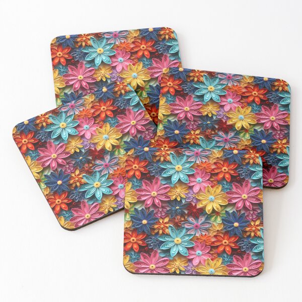 Item preview, Bright Rainbow colored paper quilling flowers pattern designed and sold by mkopka.