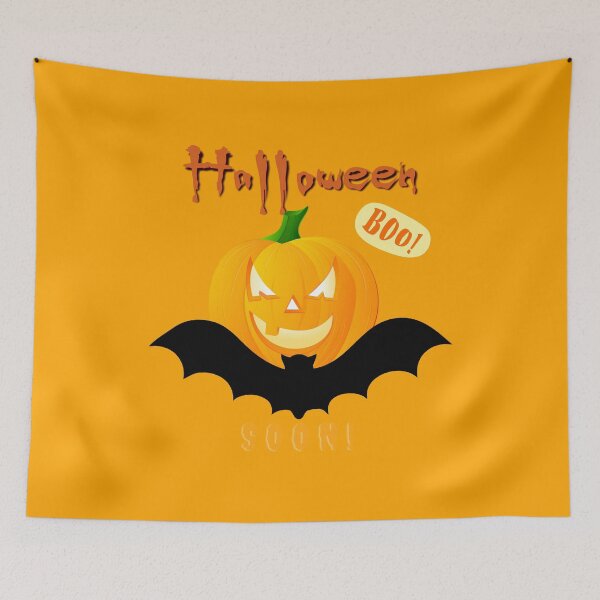 Item preview, Halloween Scary Evil Pumpkin Funny Pumpkin Head and Bat Soon Boo! designed and sold by natig-art-shop.