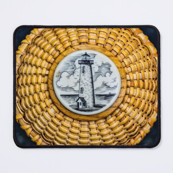 Item preview, Nantucket Cape Cod Wove Basket with Lighthouse Schrimshaw designed and sold by WigOutlet.