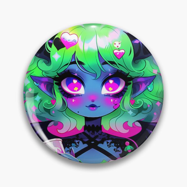 Item preview, Cute Bright Colorful Goth Demon Anime Girl designed and sold by bubblegoth.