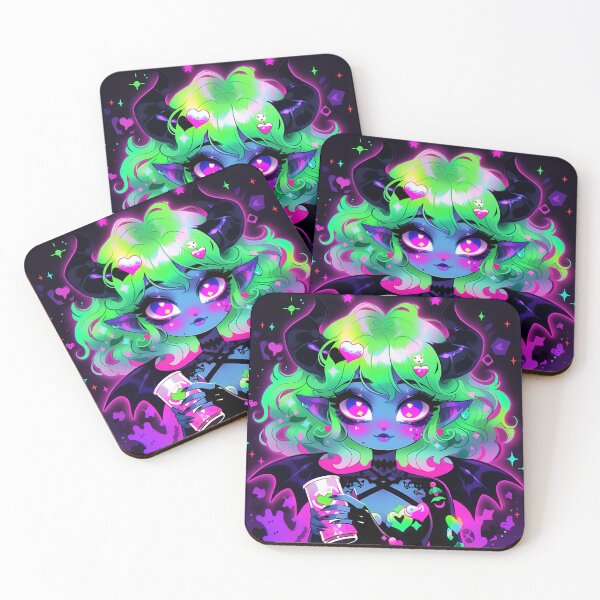 Item preview, Cute Bright Colorful Goth Demon Anime Girl designed and sold by bubblegoth.