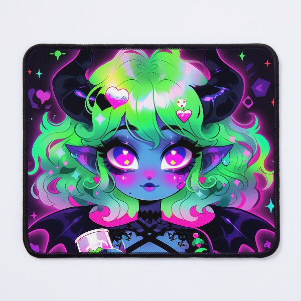 Item preview, Cute Bright Colorful Goth Demon Anime Girl designed and sold by bubblegoth.