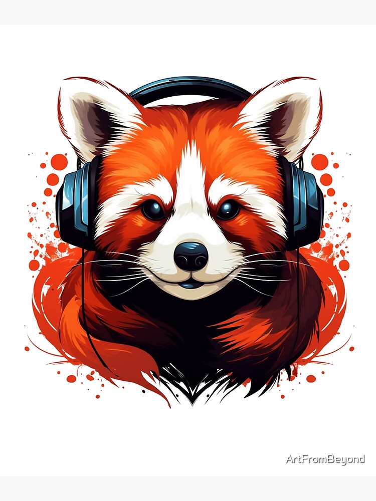 Red Panda Music with Headphones