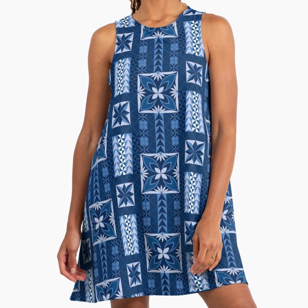 Tau Pattern Blue - Samoan Siapo" A-Line Dress for Sale by lolomastudio |  Redbubble