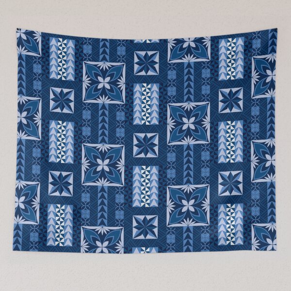 Item preview, Tau Pattern Blue - Samoan Siapo designed and sold by lolomastudio.
