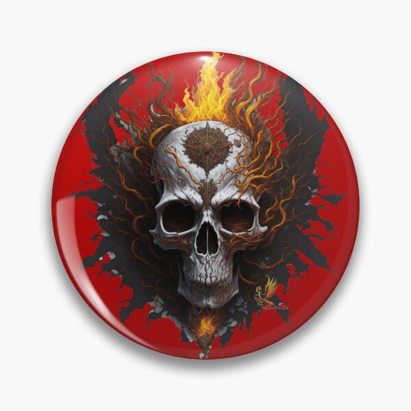 Item preview, Steampunk Skull Head with Fiery Roots Splash (Red) designed and sold by AmaziaCo.