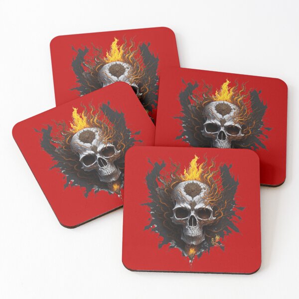 Item preview, Steampunk Skull Head with Fiery Roots Splash (Red) designed and sold by AmaziaCo.