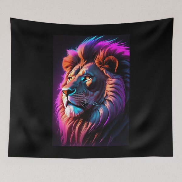 Item preview, Neon lion vaporwave aesthetic illustration designed and sold by ChaosEdits.