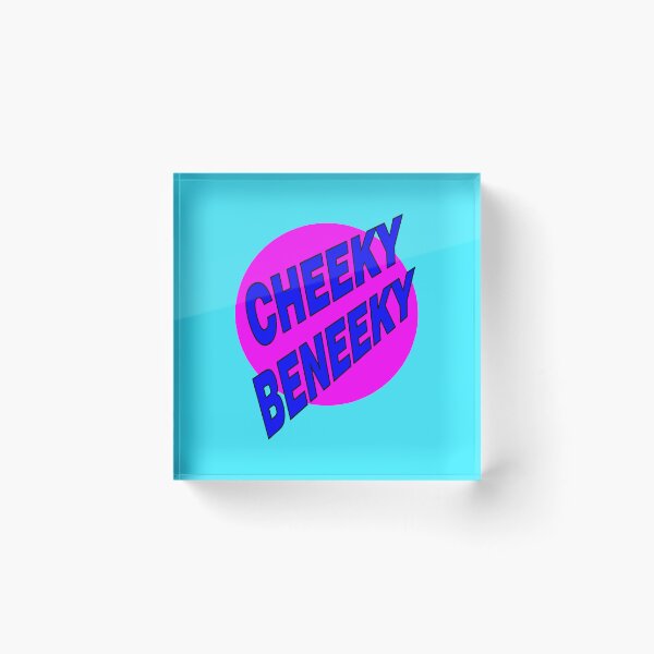 Item preview, Cheeky Beneeky, Blue Bold Font on Pink Circle designed and sold by AASparksDesigns.
