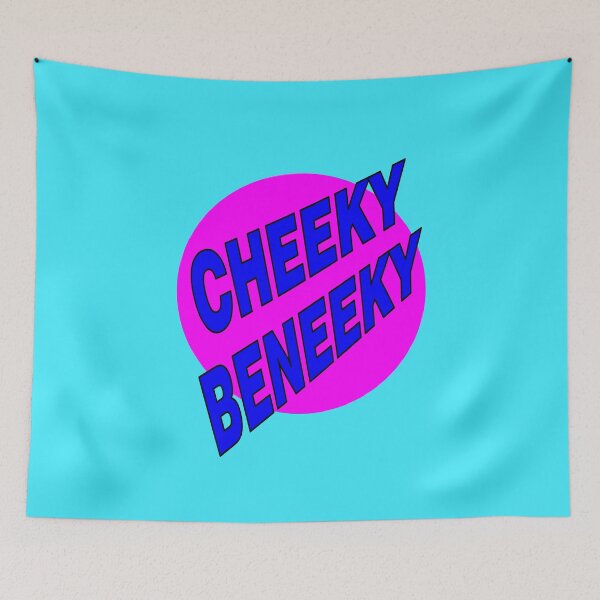 Item preview, Cheeky Beneeky, Blue Bold Font on Pink Circle designed and sold by AASparksDesigns.
